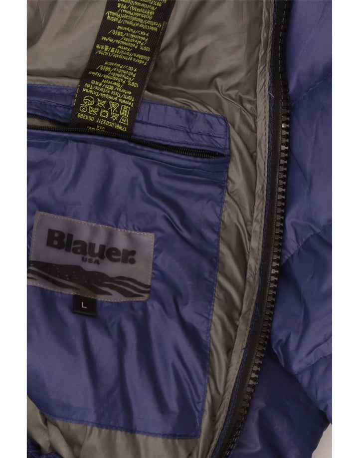 Blauer Ανδρικό μπουφάν με κουκούλα UK 40 Large Navy Blue Polyamide
