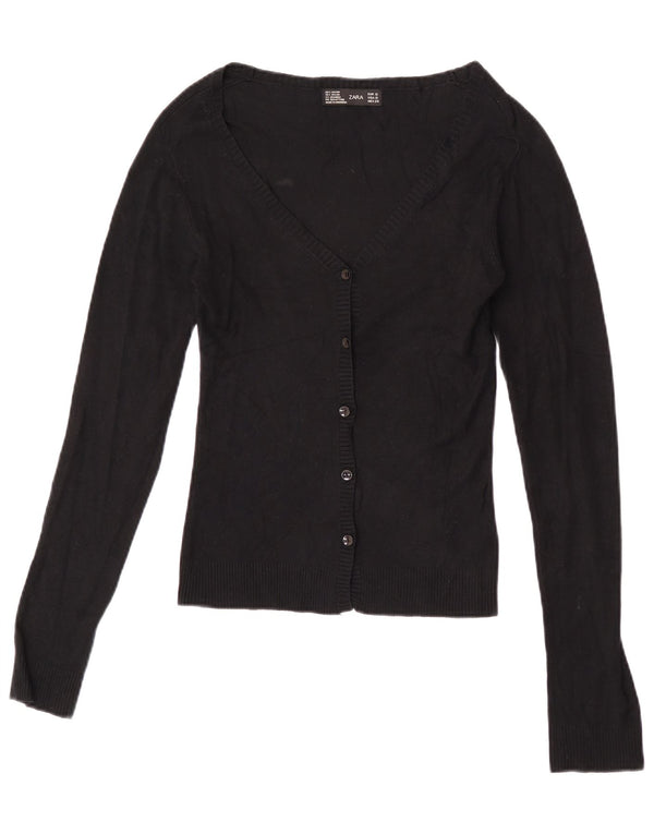 Zara Γυναικεία Ζακέτα Crop UK 8 Small Black Rayon