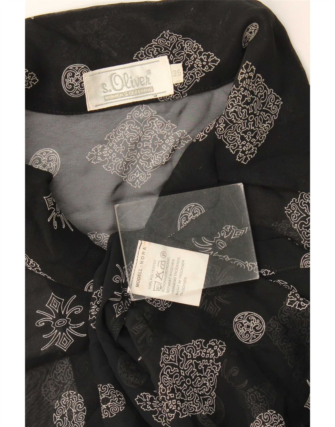 S.Oliver Γυναικείο πουκάμισο Longline Μπλούζα EU 36 Small Black Floral Polyester