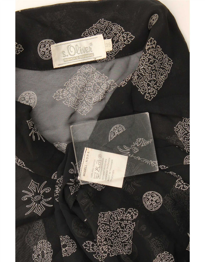 S.Oliver Γυναικείο πουκάμισο Longline Μπλούζα EU 36 Small Black Floral Polyester