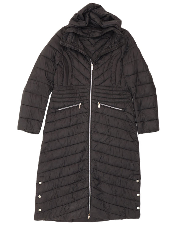 Karen Millen Γυναικείο παλτό με κουκούλα με επένδυση UK 12 μεσαίο μαύρο νάιλον