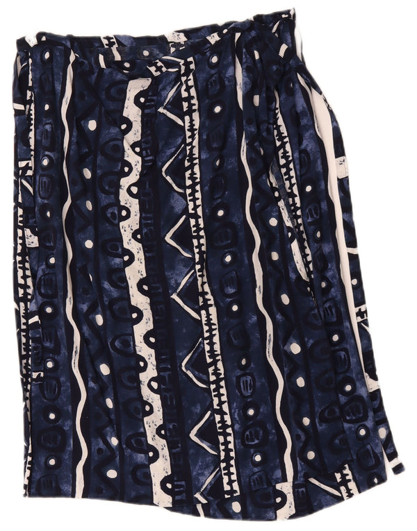 Vintage Γυναικεία Wrap Φούστα W34 Large Navy Blue Geometric