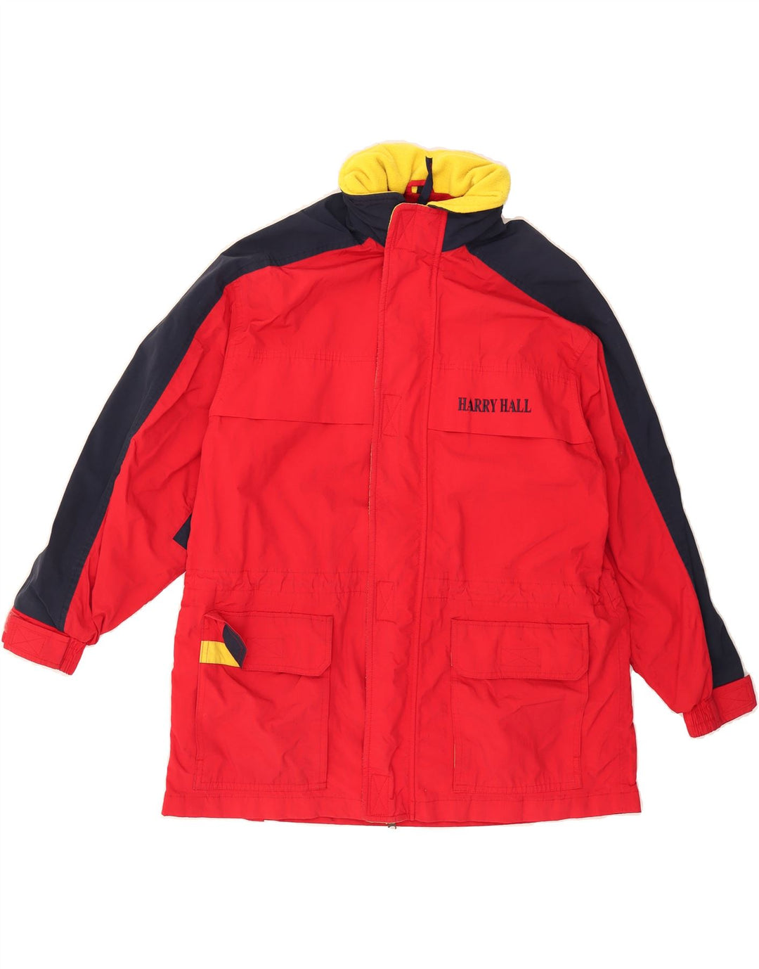 VINTAGE Mens Graphic Windbreaker Jacket UK 38 Medium Red Colourblock Nylon Vintage Vintage and Second-Hand Vintage from Messina Hembry 