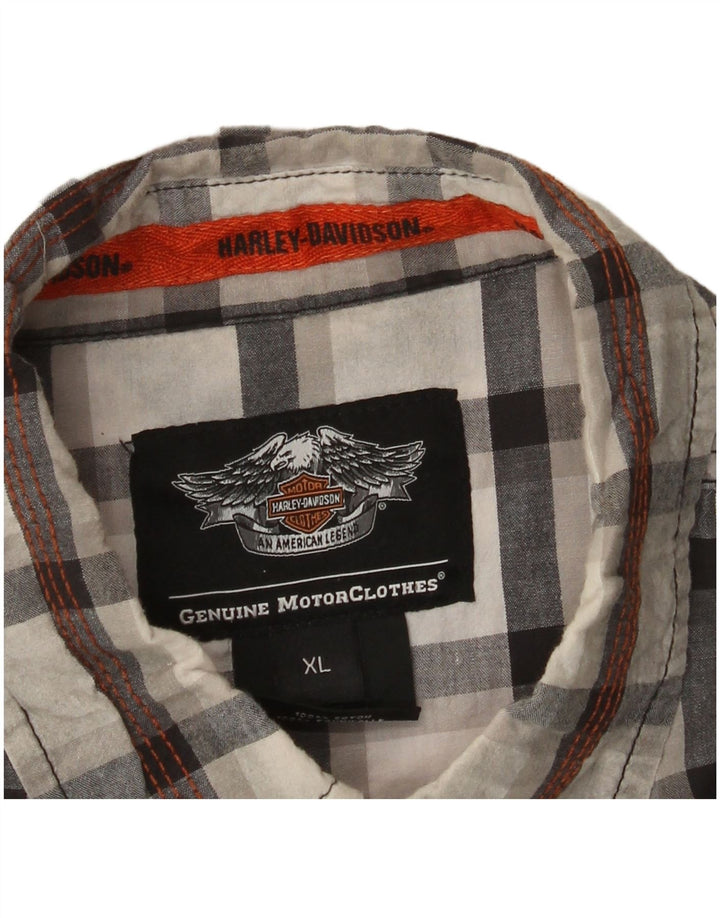 Harley Davidson Ανδρικό κοντομάνικο γραφικό πουκάμισο XL γκρι βαμβακερό