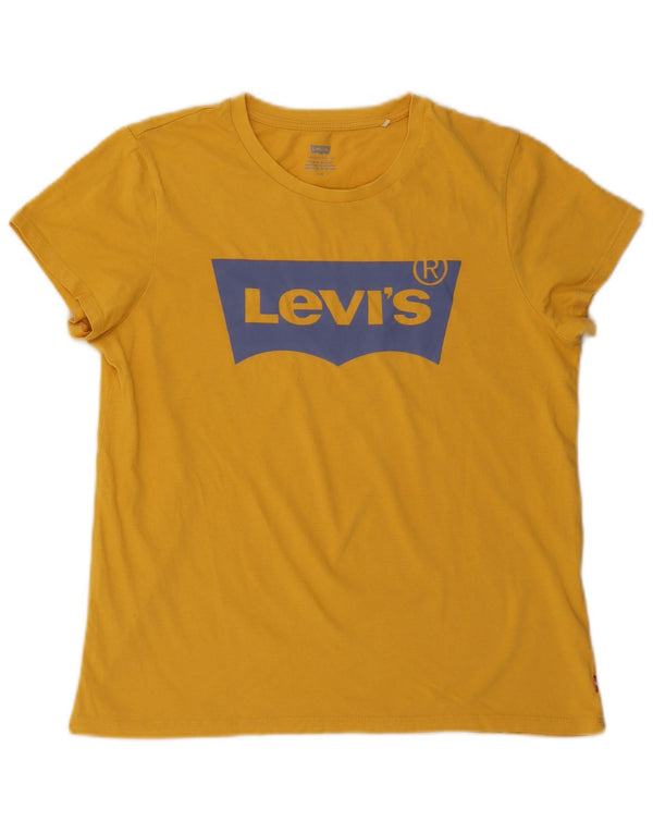 Γυναικείο γραφικό μπλουζάκι Levi's Top UK 16 μεγάλο κίτρινο βαμβακερό