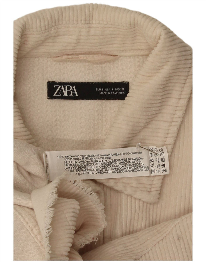 Zara Γυναικείο κοτλέ μπουφάν UK 10 Small Off White Βαμβακερό