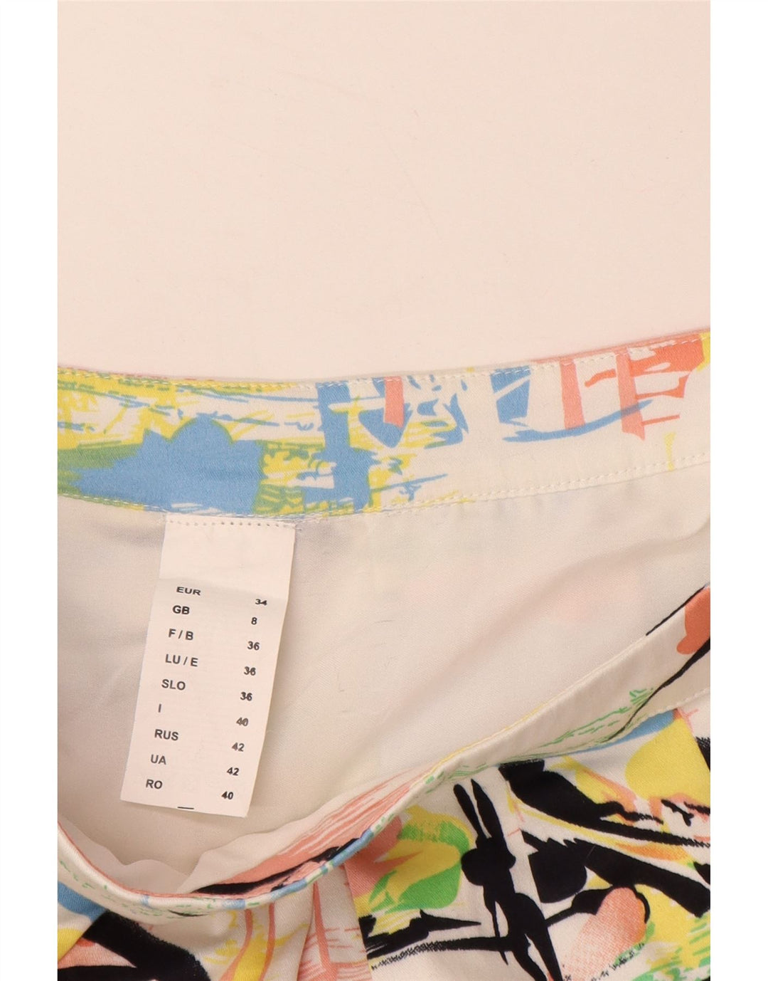 VINTAGE Γυναικεία Μίνι Φούστα με Αφηρημένο Σχέδιο UK 8 Small W28 Πολύχρωμη