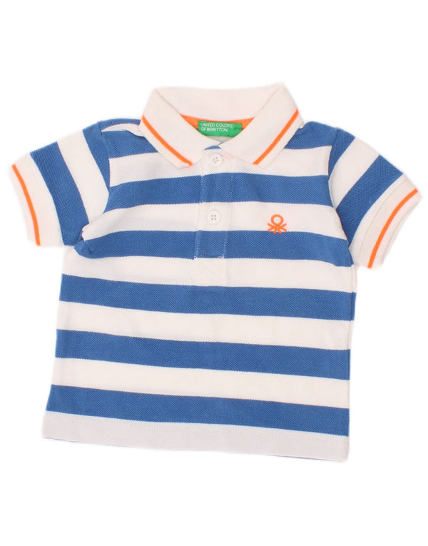 Μπλουζάκι πόλο Benetton Baby Boys 3-6 μηνών Μπλε ριγέ βαμβακερό