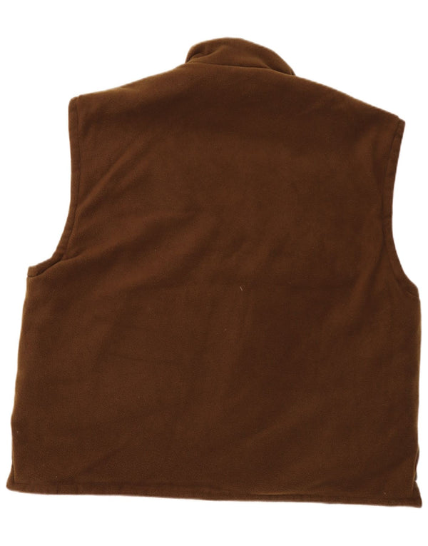 Vintage Ανδρικά Reversible Fleece Gilet UK 46 3XL Brown Camouflage Polyester