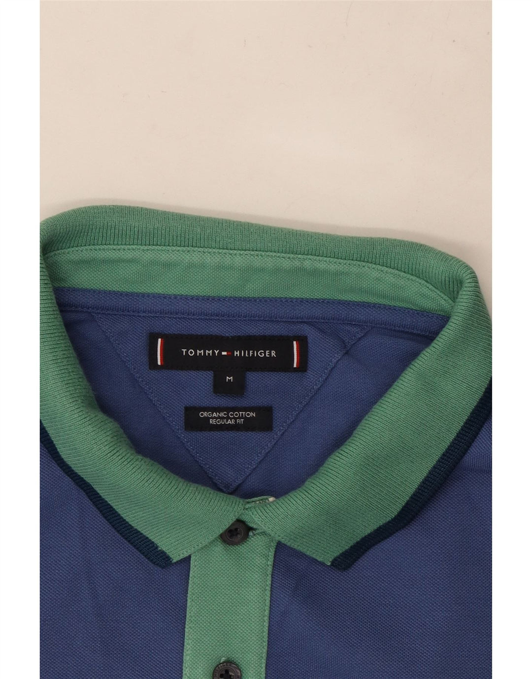 TOMMY HILFIGER Ανδρικό πουκάμισο πόλο με κανονική εφαρμογή, μεσαίο μπλε βαμβακερό