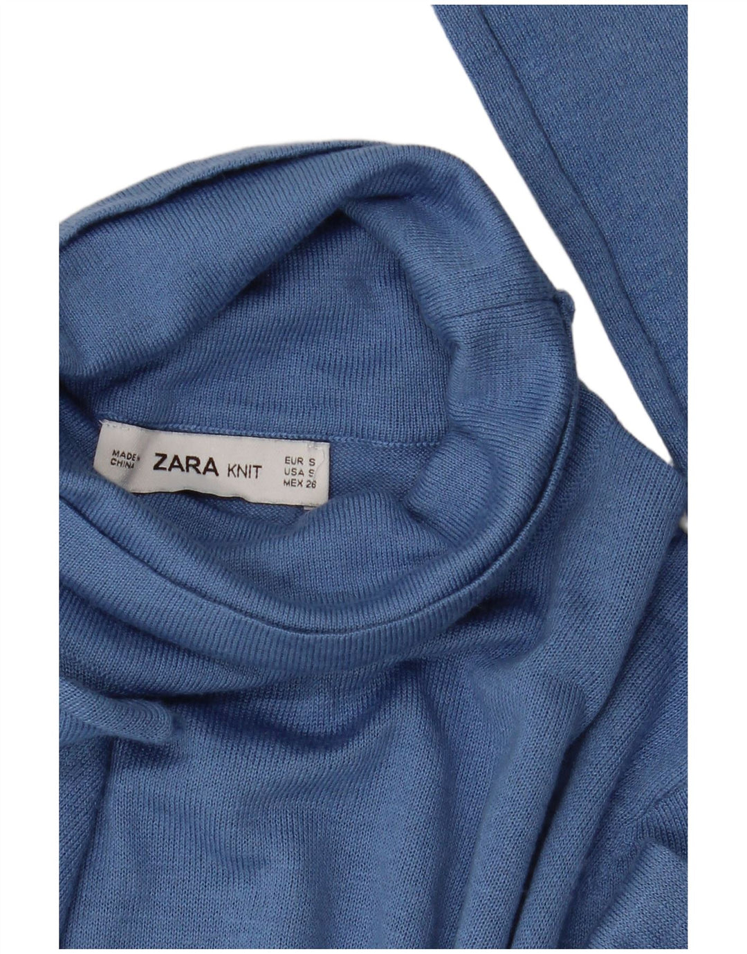 Zara Γυναικείο πουλόβερ με ρολό λαιμόκοψη UK 10 Small Blue Modal