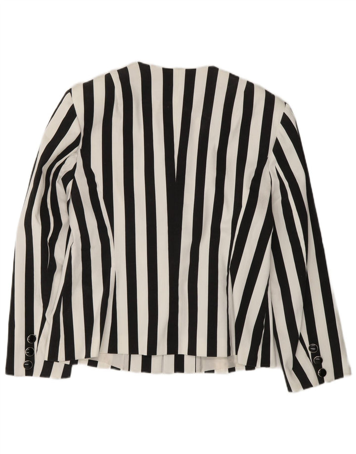 Vintage γυναικείο σακάκι blazer UK 12 μεσαίο μαύρο ριγέ βαμβακερό