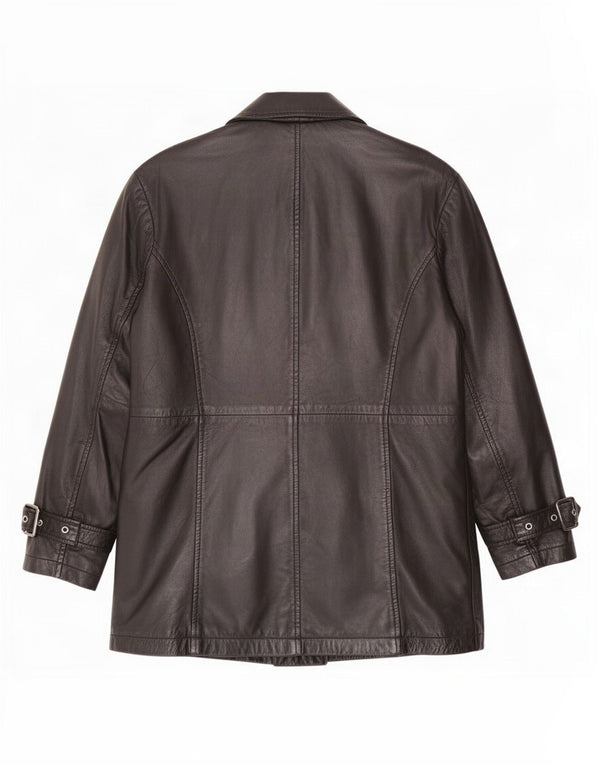 Vintage Γυναικείο Oversized Δερμάτινο Μπουφάν UK 10 Small Black