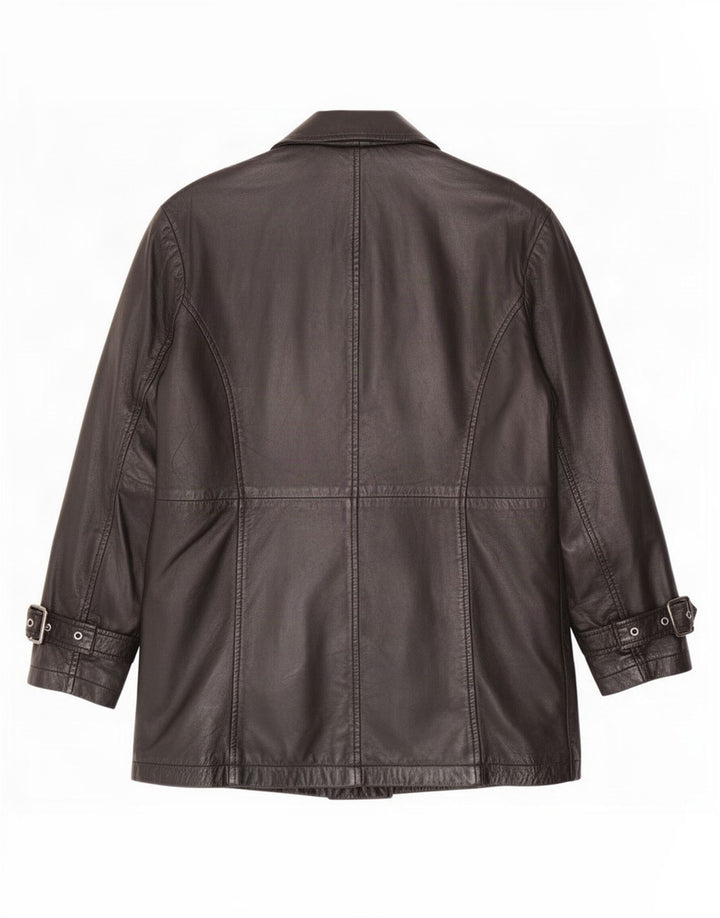 Vintage Γυναικείο Oversized Δερμάτινο Μπουφάν UK 10 Small Black
