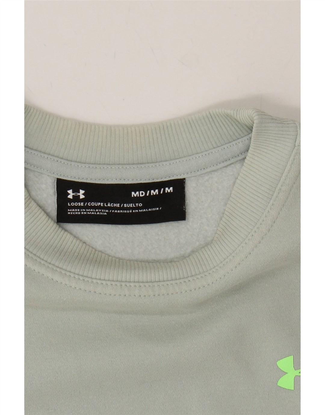 UNDER ARMOUR Womens Oversized Graphic Sweatshirt Jumper UK 14 Medium Green Vintage Under Armour and Second-Hand Under Armour from Messina Hembry 
