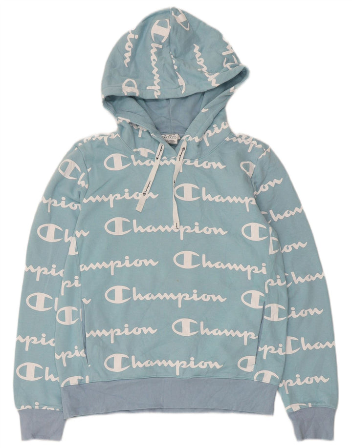 CHAMPION Γυναικείο Γραφικό Hoodie Jumper UK 12 Medium Blue