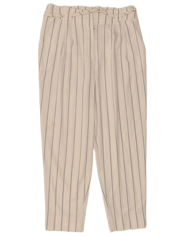 Γυναικείο κομμένο παντελόνι MINT VELVET UK 10 Small W32 L25 Λευκό ριγέ