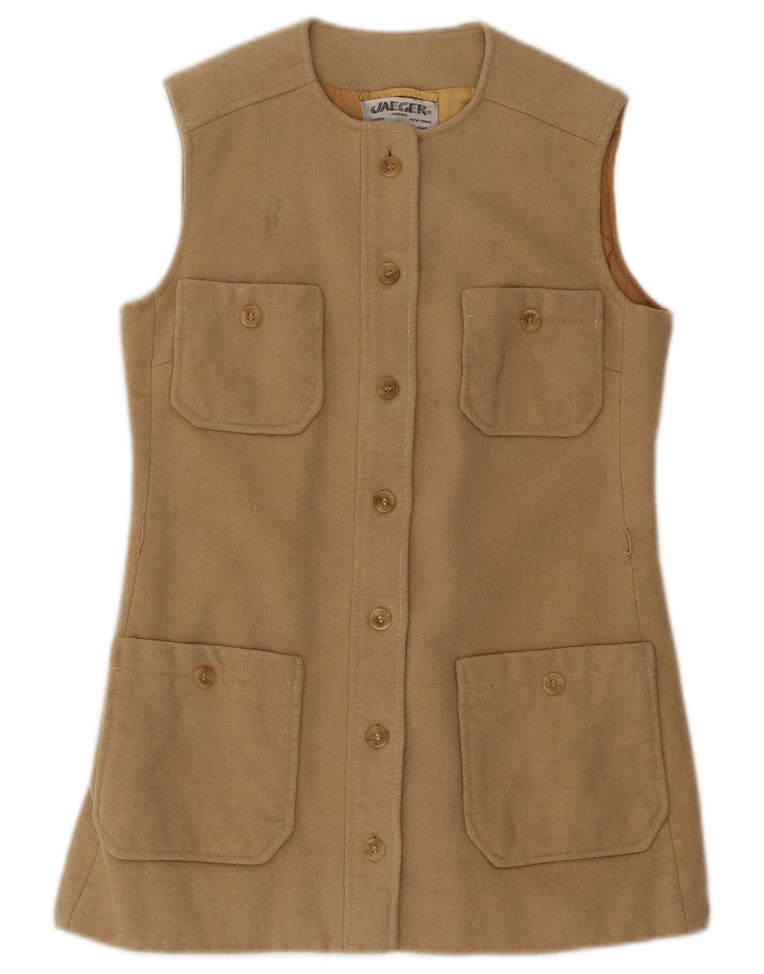 JAEGER Γυναικείο Utility Gilet UK 10 Μικρό μπεζ μαλλί