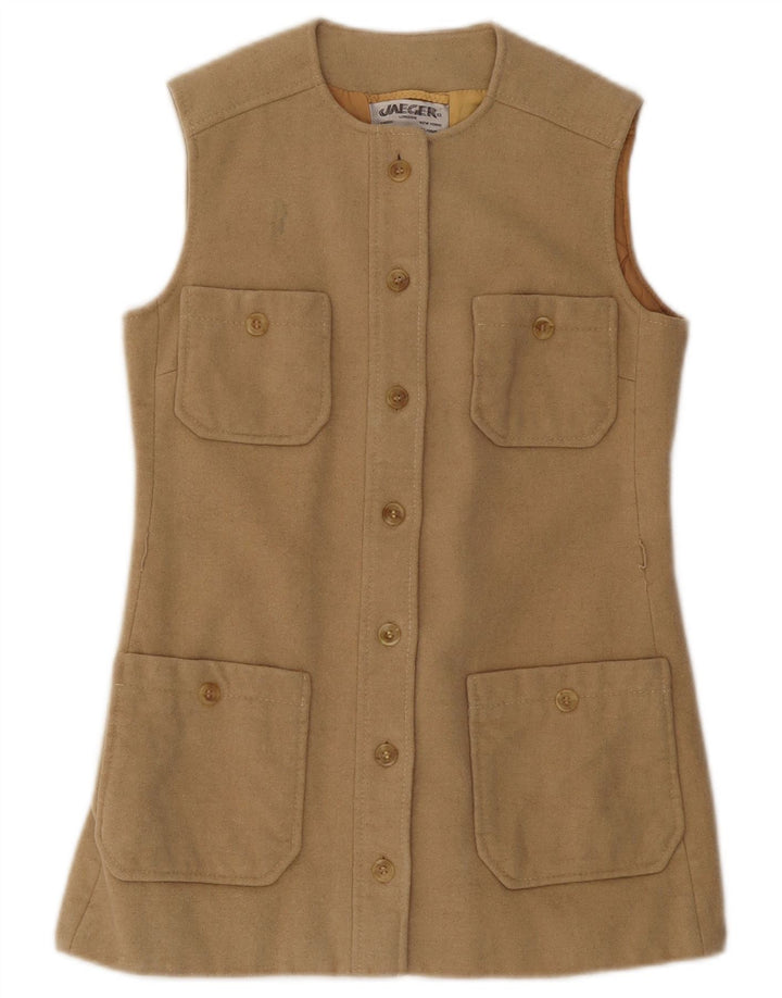 JAEGER Γυναικείο Utility Gilet UK 10 Μικρό μπεζ μαλλί