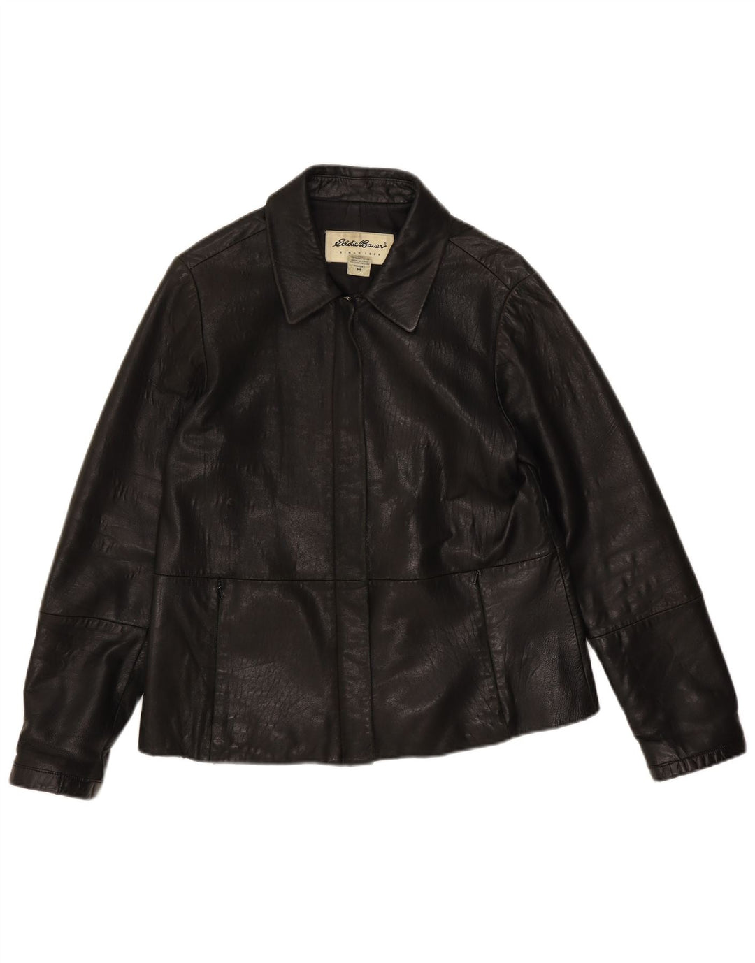 EDDIE BAUER Γυναικείο Δερμάτινο Μπουφάν UK 14 Medium Black Leather