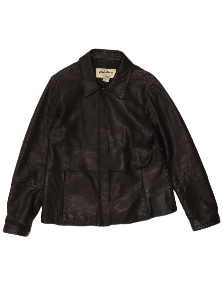 EDDIE BAUER Γυναικείο Δερμάτινο Μπουφάν UK 14 Medium Black Leather