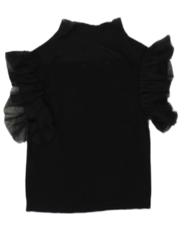 Zara Γυναικεία See Through Μπλούζα Top 10 Small Black Viscose