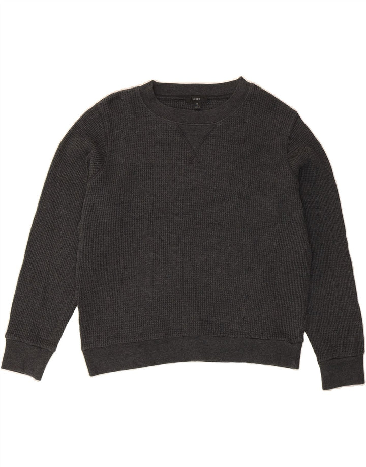 J. CREW Womens Oversized Boat Neck Jumper Sweater UK 14 Medium Grey Cotton Vintage J. Crew and Second-Hand J. Crew from Messina Hembry 