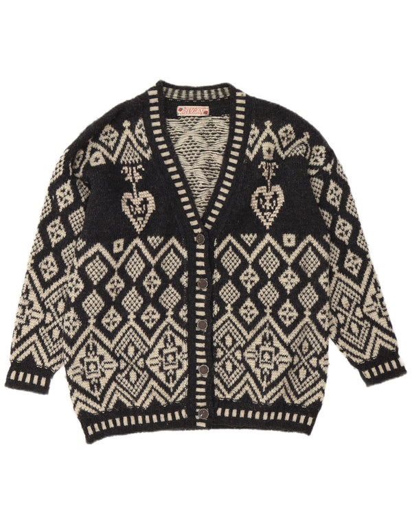 Vintage γυναικεία ζακέτα πουλόβερ UK 16 Large Black Fair Isle