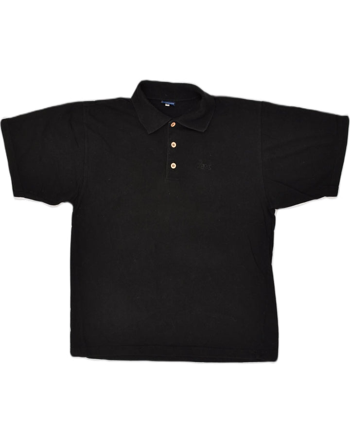 ASICS Mens Polo Shirt Medium Black Cotton | Vintage Asics | Thrift | Second-Hand Asics | Used Clothing | Messina Hembry 