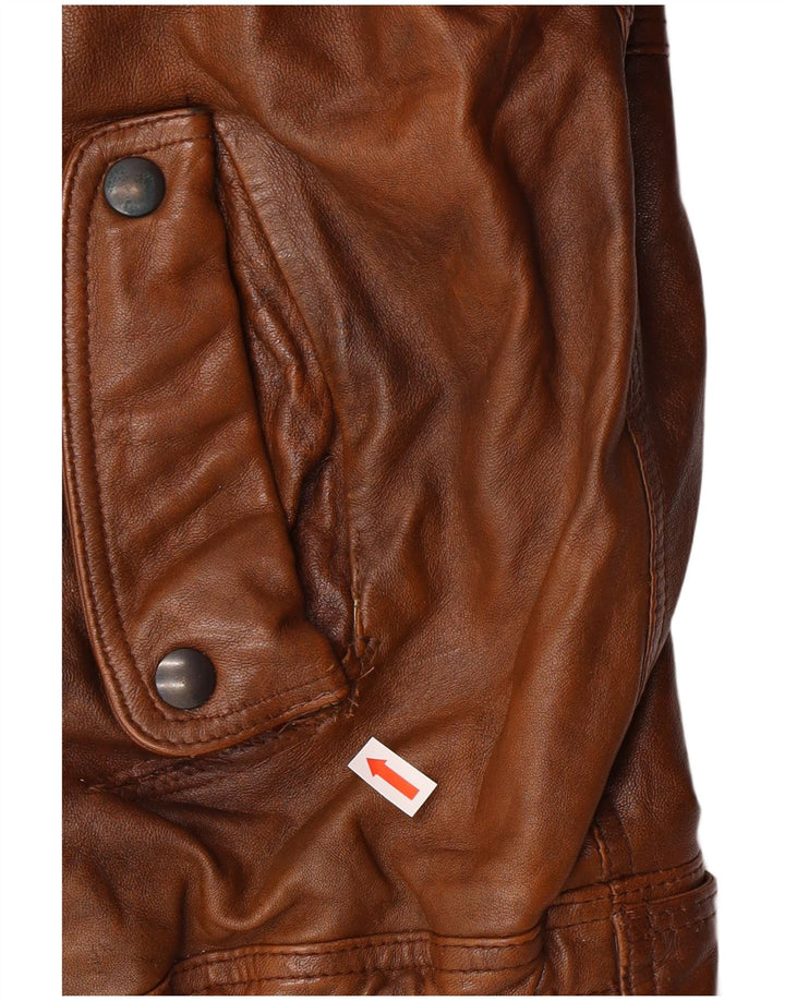 Vintage Ανδρικό Δερμάτινο Μπουφάν UK 40 Large Brown Δερμάτινο
