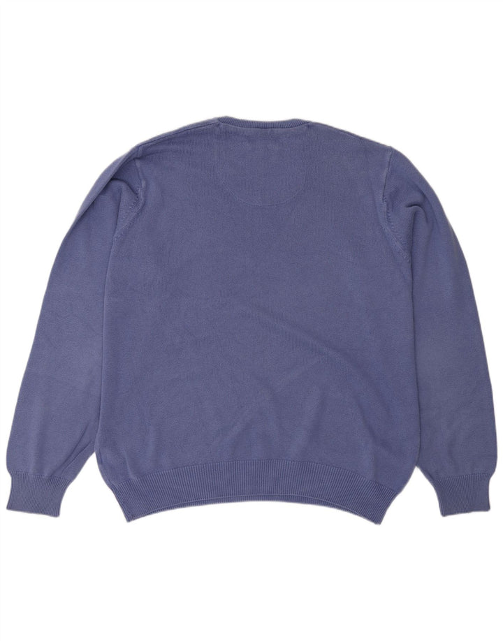 Ανδρικό πουλόβερ Marks & Spencer Blue Harbour με λαιμόκοψη με λαιμόκοψη, μεγάλο μπλε βαμβακερό