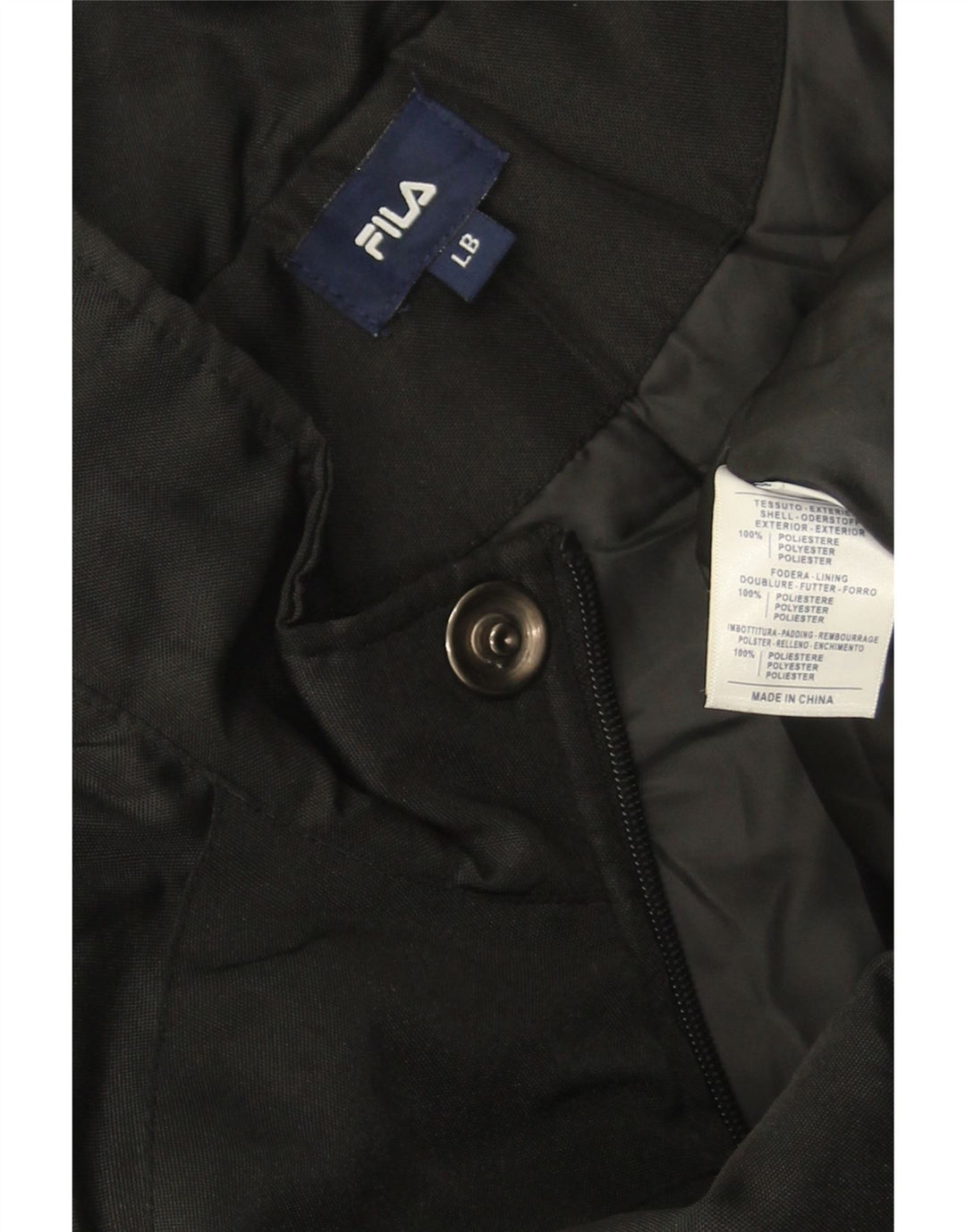 Fila Boys Windbreaker Jacket 13-14 Years Large Black Polyester