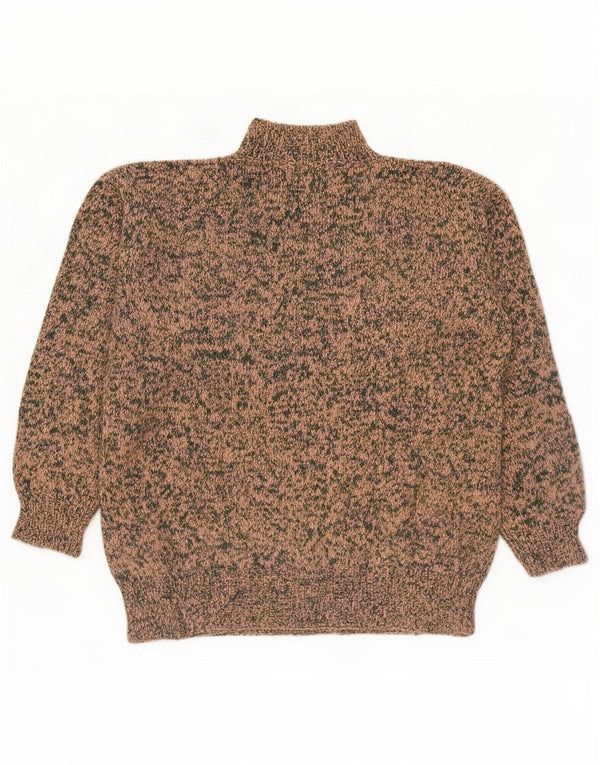 Vintage γυναικείο πουλόβερ με λαιμό χελώνα UK 14 Large Beige Flecked