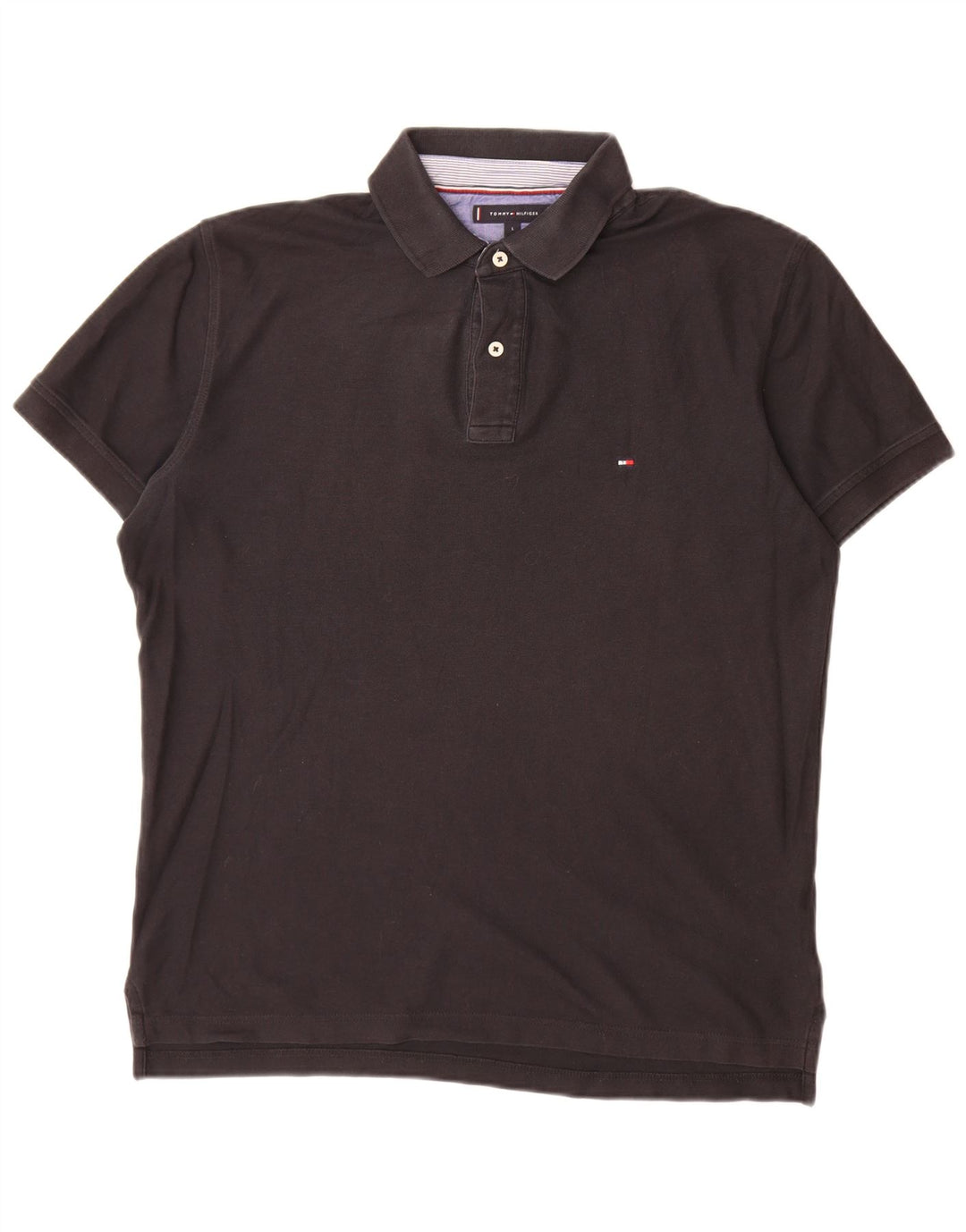 Tommy Hilfiger Ανδρικό πουκάμισο Polo με κανονική εφαρμογή, μεγάλο μαύρο βαμβακερό