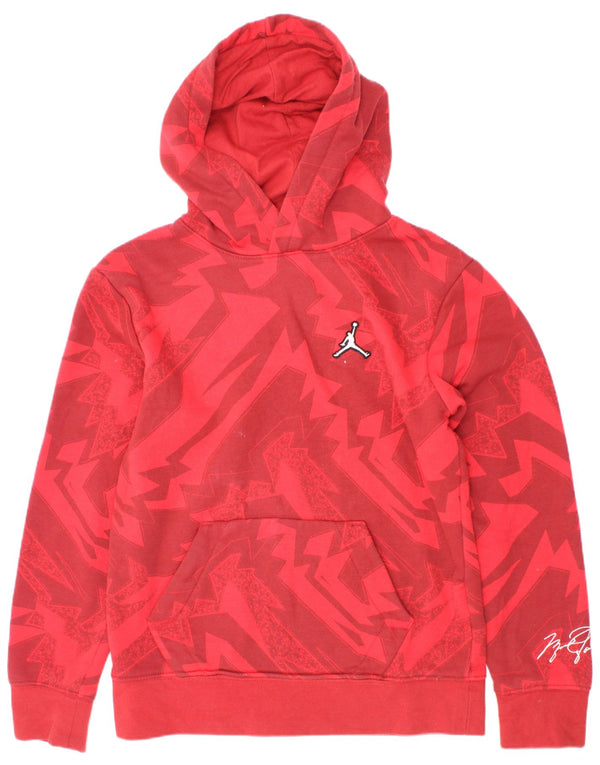 Jordan Boys Hoodie Jumper 10-11 ετών Μεσαίο κόκκινο γεωμετρικό βαμβάκι