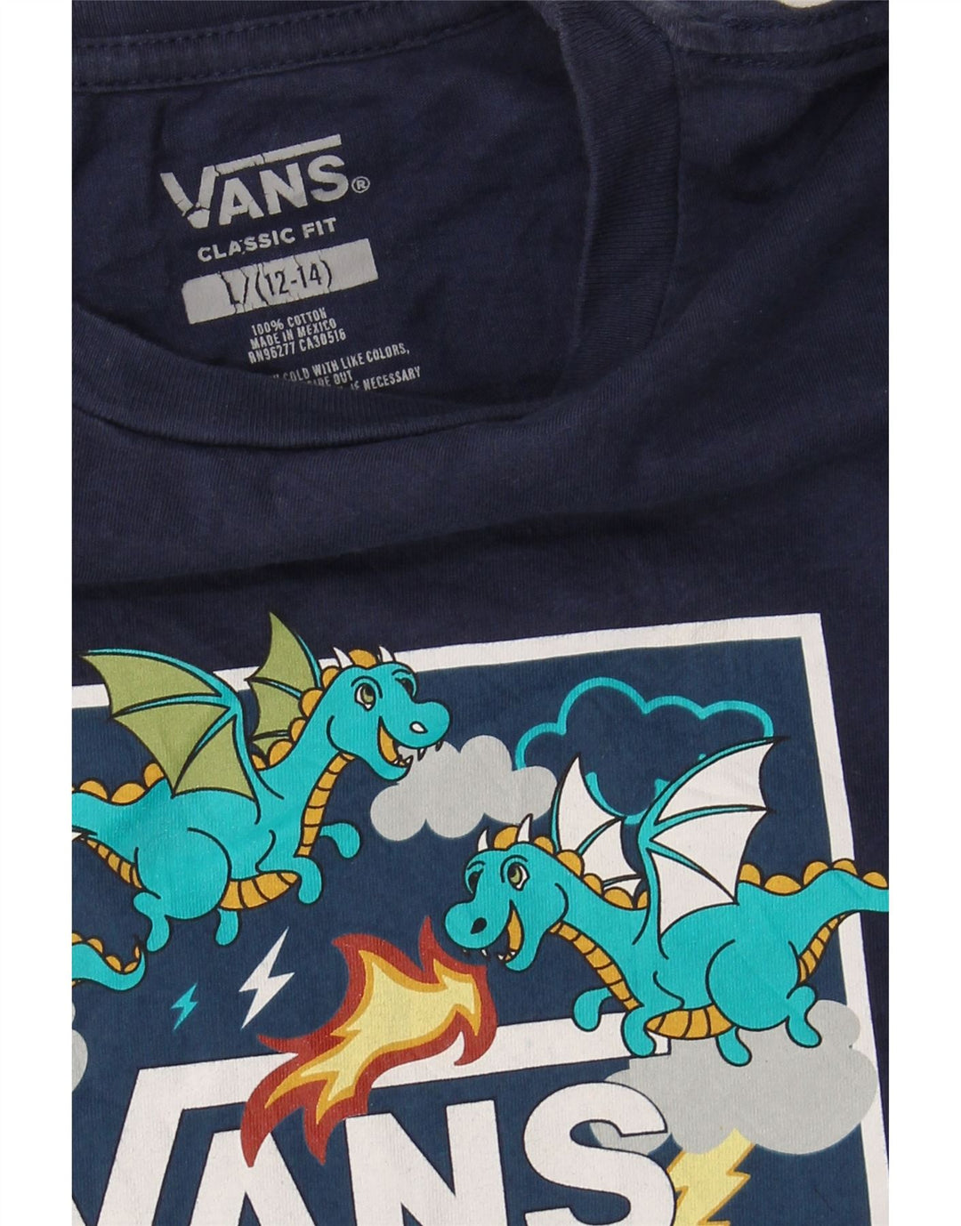 VANS Boys Classic Fit Graphic T-shirt Top 12-13 ετών Large Navy Blue