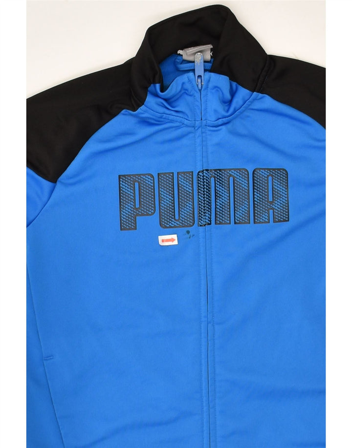 PUMA Boys Graphic Tracksuit Top Jacket 9-10 Years Blue Colourblock | Vintage Puma | Thrift | Second-Hand Puma | Used Clothing | Messina Hembry 