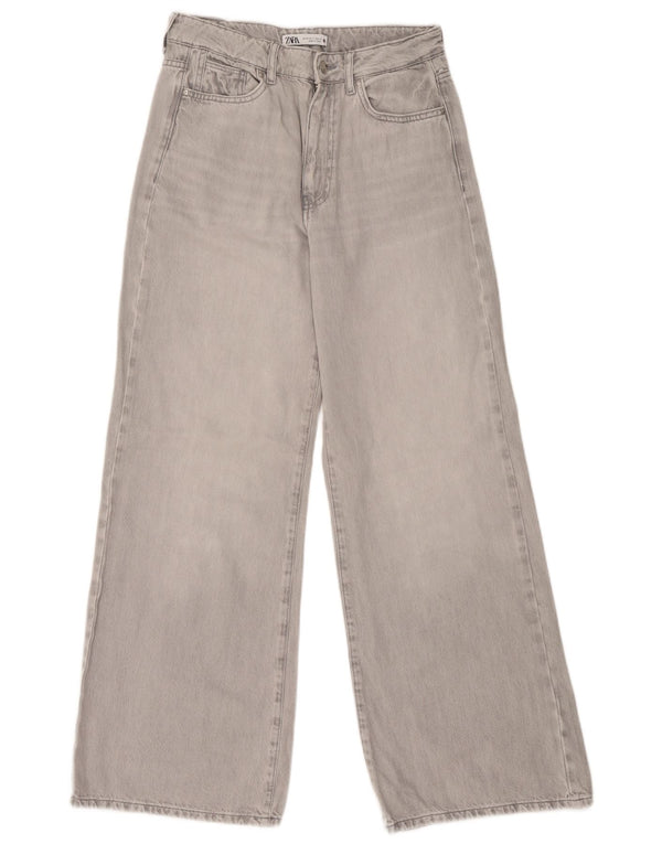 Zara Γυναικείο ψηλόμεσο φαρδύ τζιν EU 38 Small W28 L31 Γκρι βαμβακερό