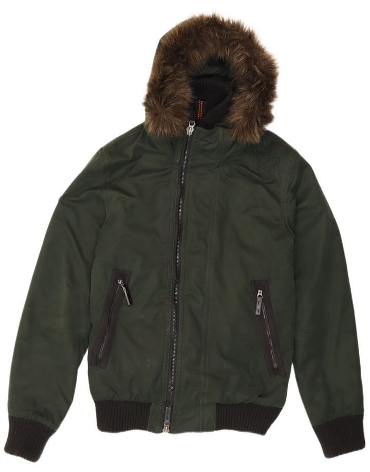 Ανδρικό μπουφάν με κουκούλα Superdry UK 36 Small Green Colourblock Polyester
