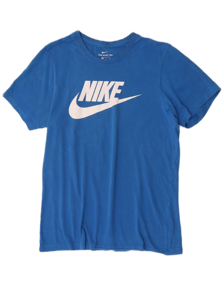 Ανδρικό γραφικό μπλουζάκι Nike, μικρό μπλε βαμβακερό
