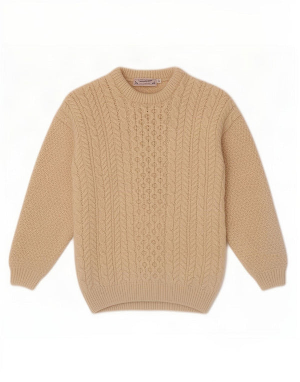 Highland Home Industries Γυναικείο πουλόβερ με λαιμό σκάφος UK 10 Small Beige