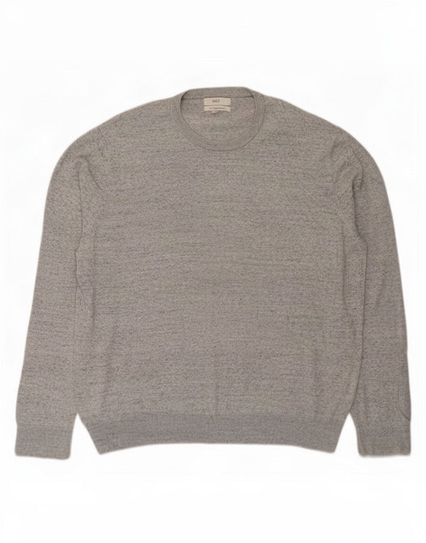 Marks & Spencer Ανδρικό πουλόβερ με λαιμόκοψη 2XL Γκρι βαμβακερό