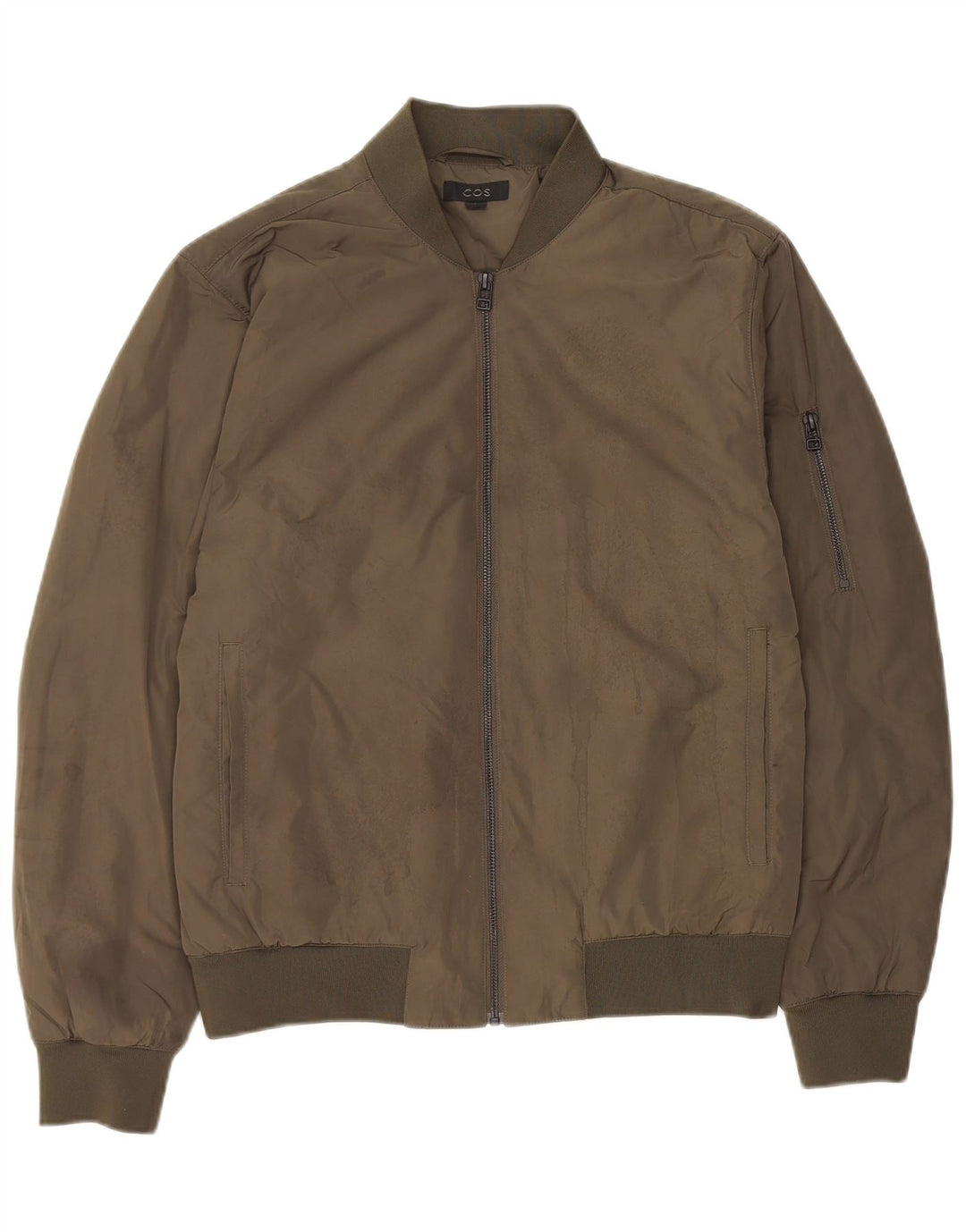 Cos Mens Bomber Jacket EU 46 Small Khaki Polyester