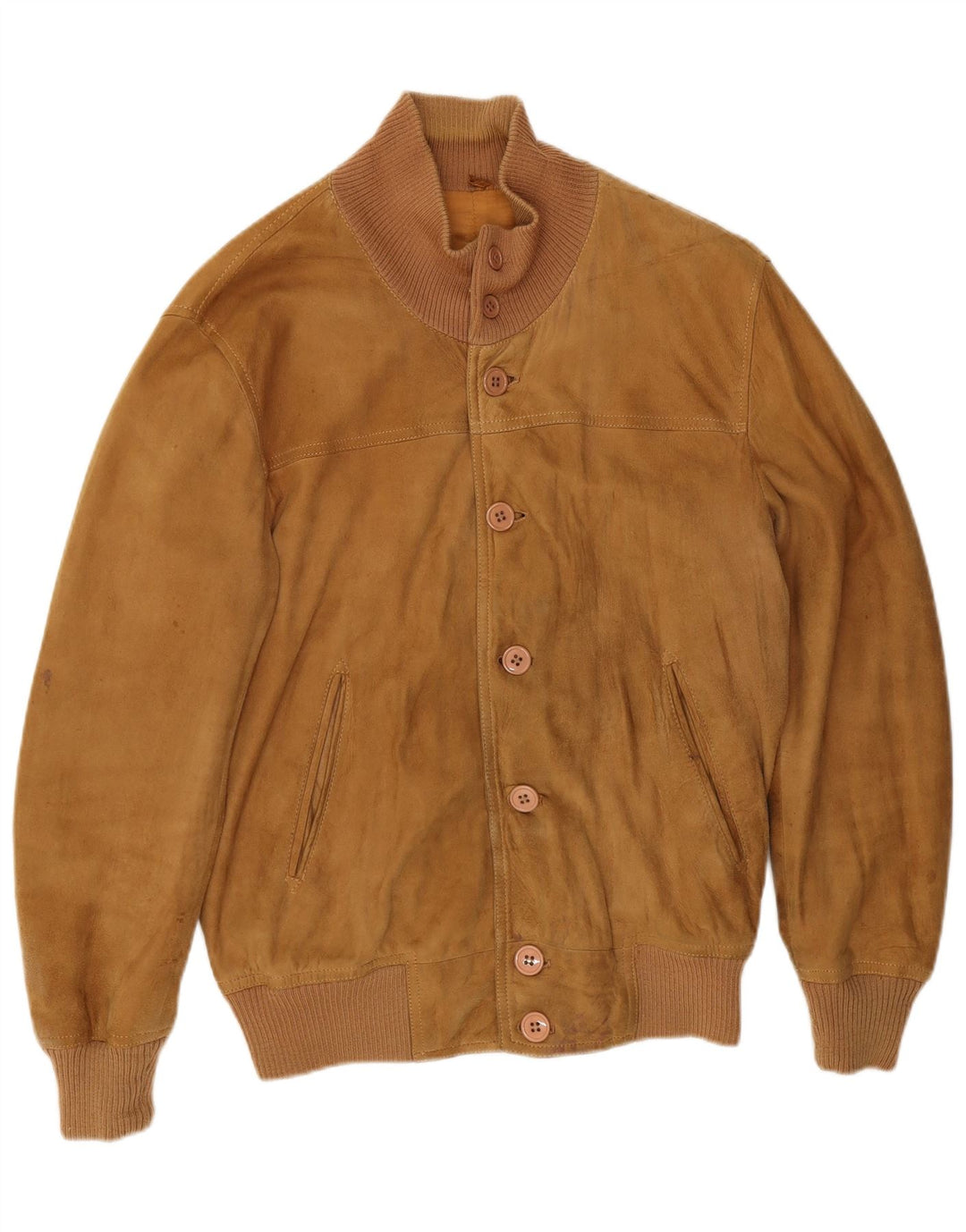 Maren Ανδρικό Suede Bomber Jacket UK 40 Large Beige Suede