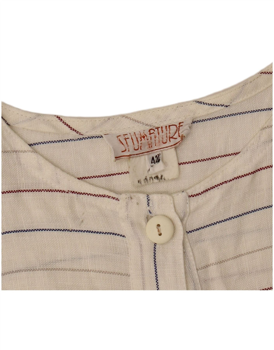 Vintage Γυναικείο Αμάνικο Φόρεμα Shift IT 42 Medium Off White Ριγέ