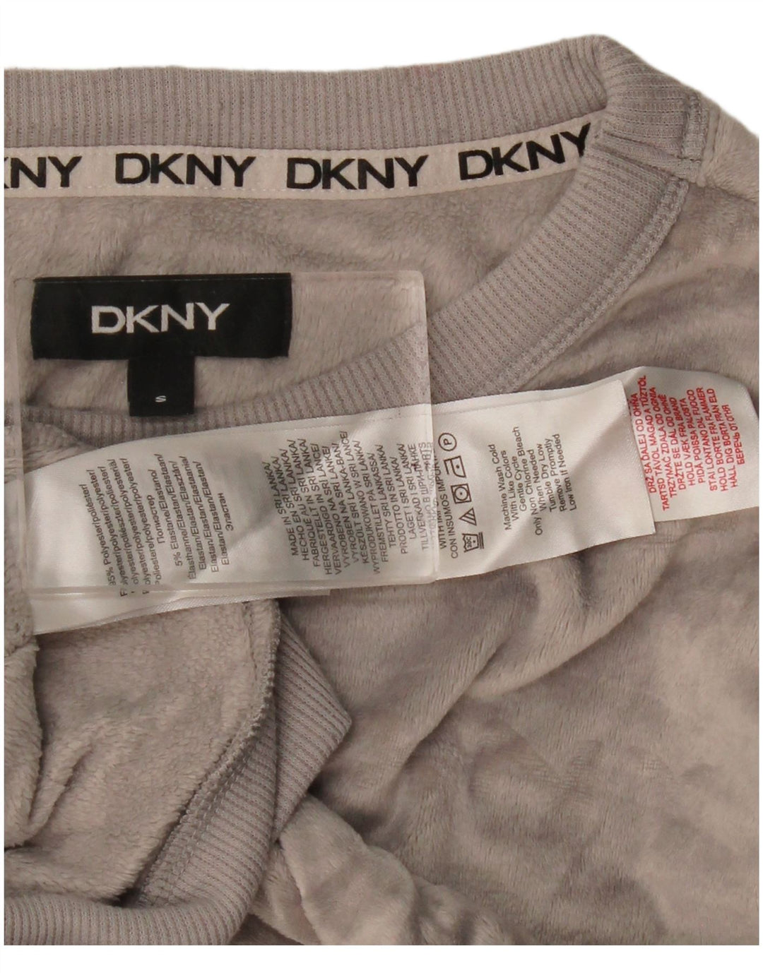 Γυναικείο βελούδινο γραφικό φούτερ Dkny Jumper UK 10 Small Grey Polyester