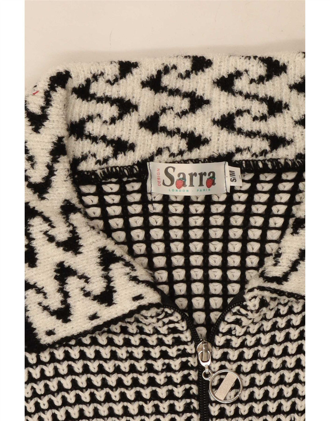Vintage Γυναικεία Ζακέτα UK 14 Medium Grey Geometric