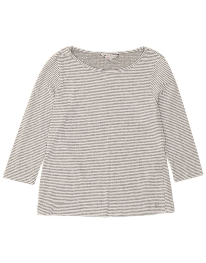 Crew Clothing Γυναικεία τοπ 3/4 μανίκια UK 16 μεγάλο γκρι ριγέ πολυεστέρα