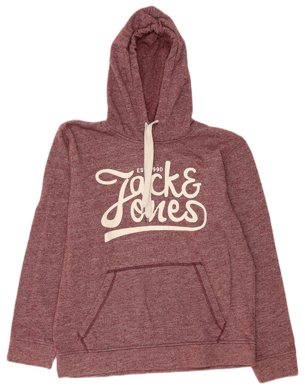 Jack & Jones Ανδρικό γραφικό φούτερ με κουκούλα XL Πολυεστέρας με λυγισμένο μπορντό