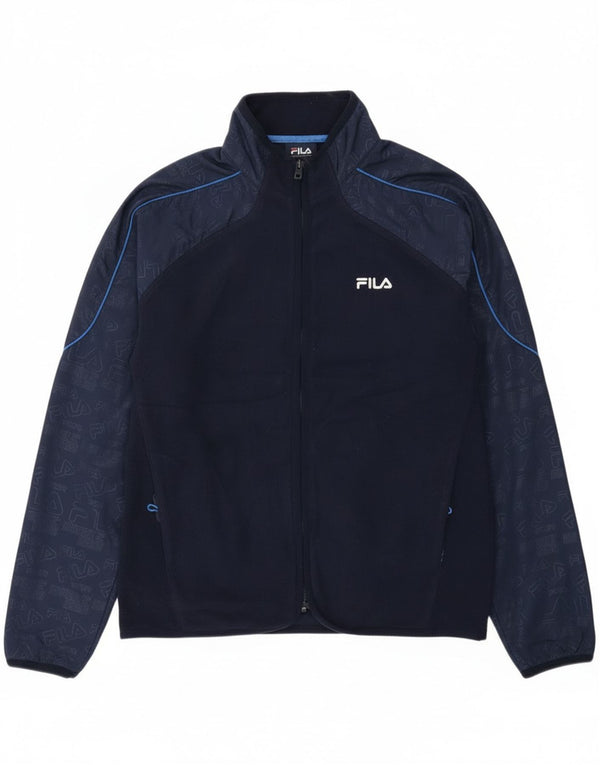 Fila Ανδρικό Fleece Jacket UK 38 Medium Navy Blue Colourblock Βαμβακερό